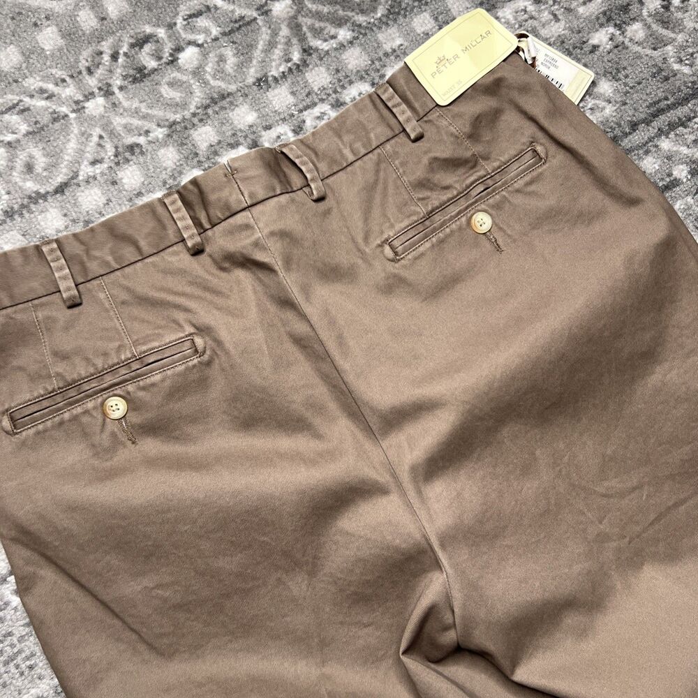 NWT Peter Millar Flat Front Chino Pants Size 35x36 Pima Cotton Espresso Brown - Picture 12 of 13